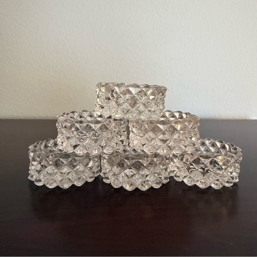 Crystal-Cut Glass salt Cellars, Clear - Set of 6